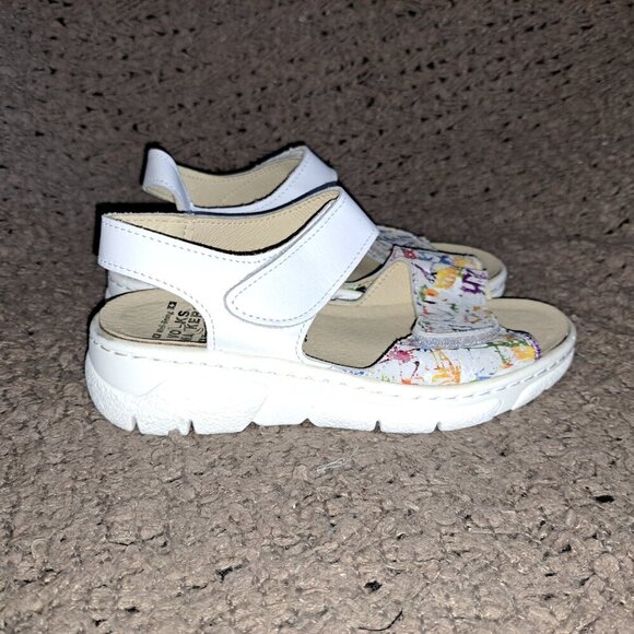 VOLKS WALKERS-White Leather-Dbl Hook/Loop Strap-Paint Spatter-Sz 36/6-NWOB - Picture 4 of 7
